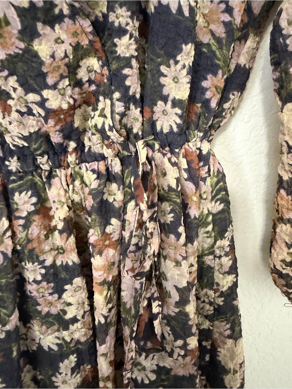 Madewell Floral Mini Dress XS Navy Pink Cottagecore Long Sleeve Chiffon - Picture 7 of 12
